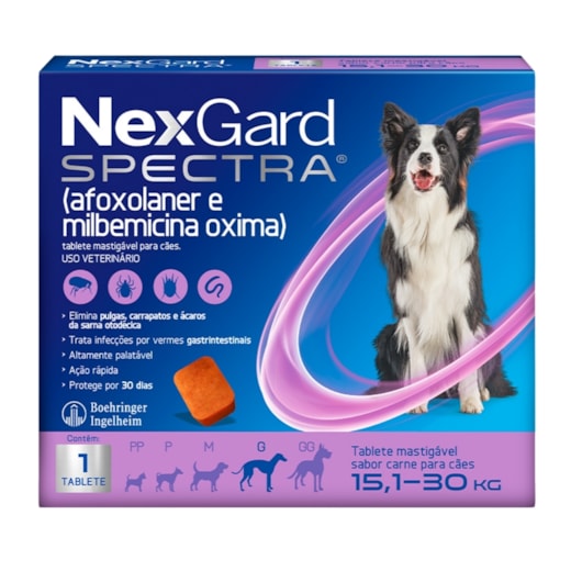 NexGard Spectra 15,1 a 30kg: Antipulgas, Carrapatos e Vermífugo 1 tablete