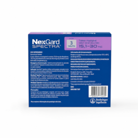 NexGard Spectra 15,1 a 30kg: Antipulgas, Carrapatos e Vermífugo 3 tabletes