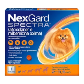 NexGard Spectra 2kg a 3,5kg: Antipulgas, Carrapatos e Vermífugo 1 tablete