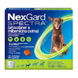 NexGard Spectra 7,6kg a 15kg: Antipulgas, Carrapatos e Vermífugo 1 tablete
