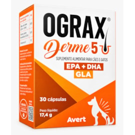 Ograx Derme 5 para Cães e Gatos Avert 30 cápsulas