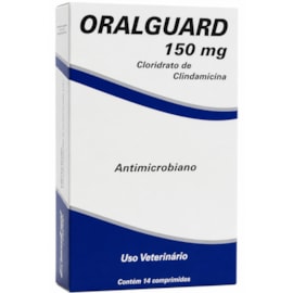 Oralguard 150mg antibiótico bucal de cães com 14 comprimidos