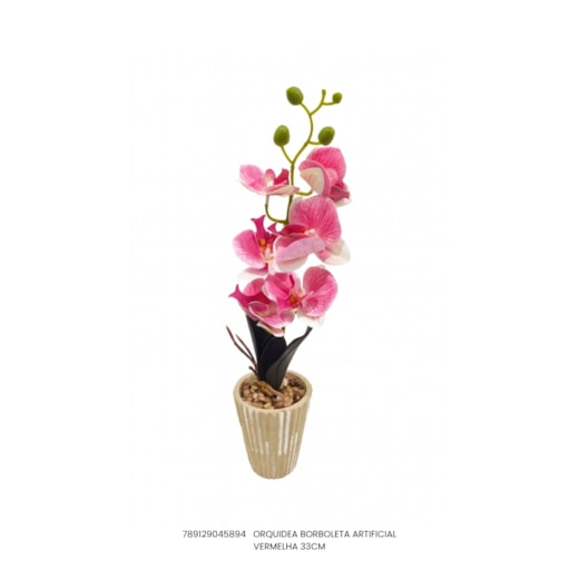 Orquídea Borboleta Artificial Vermelha 33cm