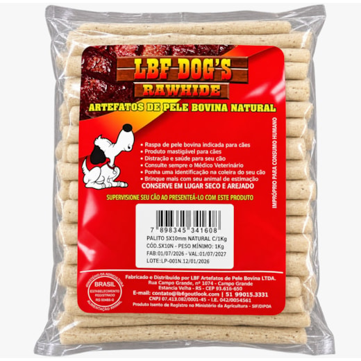 Osso Palito 5x10mm Natural 1kg LBF Dogs