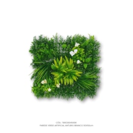 Parede Verde Artificial Anturio Branco 50x50