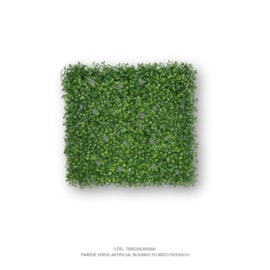 Parede Verde Artificial Buxinho Florido 50x50
