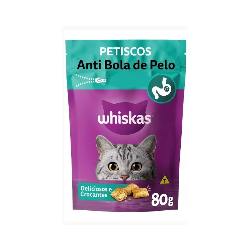 PETISCOS WHISKAS ANTI BOLA DE PELO 80G - Avipec Produtos