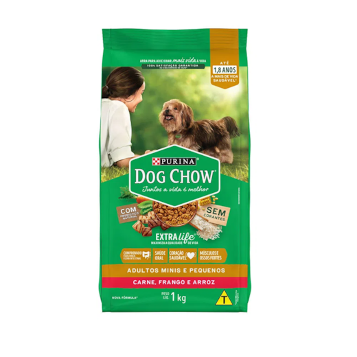 Ração Cães Dog Chow Adulto Raça Pequena 01KG Frango/Arroz