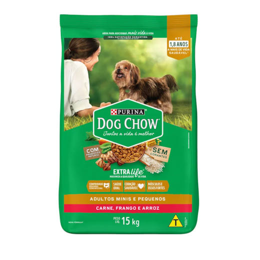 Ração Cães Dog Chow Adulto Raça Pequena 15KG Frango/Arroz