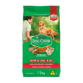 Ração Cães Dog Chow Adulto Raças Média e Grandes 03kg Extra Life
