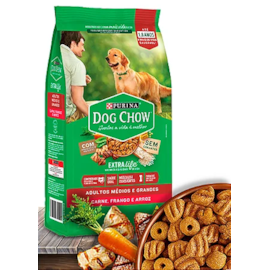 Ração Cães Dog Chow Adulto Raças Média e Grandes 03kg Extra Life
