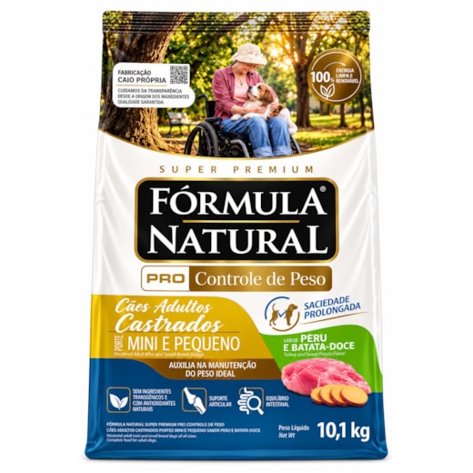 Ração Cães Formula Natural Adulto Pro 10,1kg Mini e Pequeno Controle de Peso Sabor Peru+