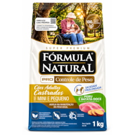 Ração Cães Formula Natural Adulto Pro 1kg Mini e Pequeno Controle de Peso Sabor Peru