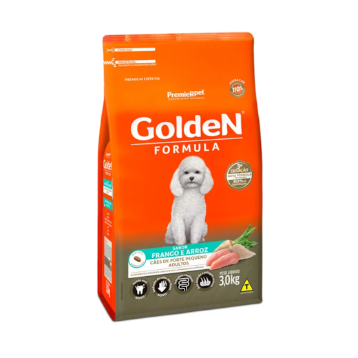 Ração Caes Goden Adulto Mini Bits Frango/Arroz 03Kg
