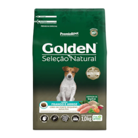 Ração Caes Goden Seleção Natural Adulto Raça Pequena 01Kg Frango/Arroz