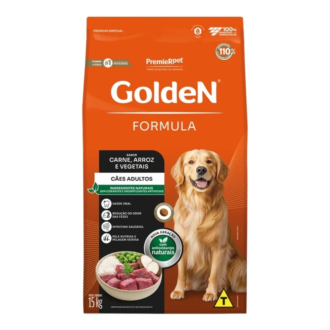 Ração Cães Golden Adulto Frango e Arroz 15kg - Avipec Produtos