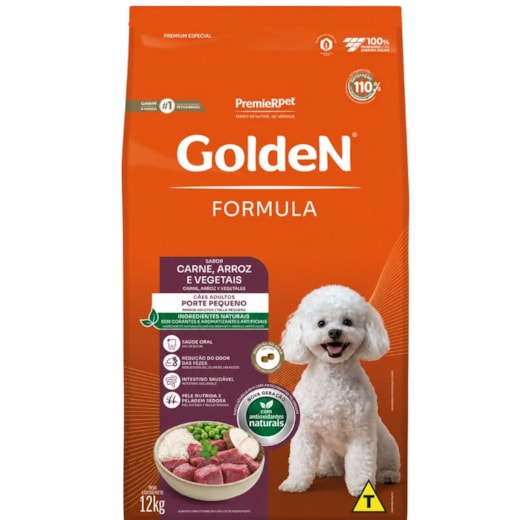 Ração Cães Golden Adulto Carne e Arroz Mini Bits 12kg
