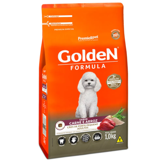 Ração Cães Golden Adulto Carne e Arroz Mini Bits 1kg