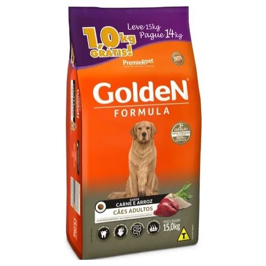 Ração Cães Golden Adulto Carne Pague 14 Leve 15kg