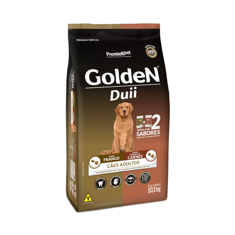 Ração Cães Golden Adulto Duii Frango e Carne 10,1kg - Avipec Produtos