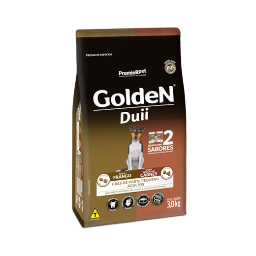 Ração Cães Golden Adulto Duii Mini Bits Frango e Carne 3kg