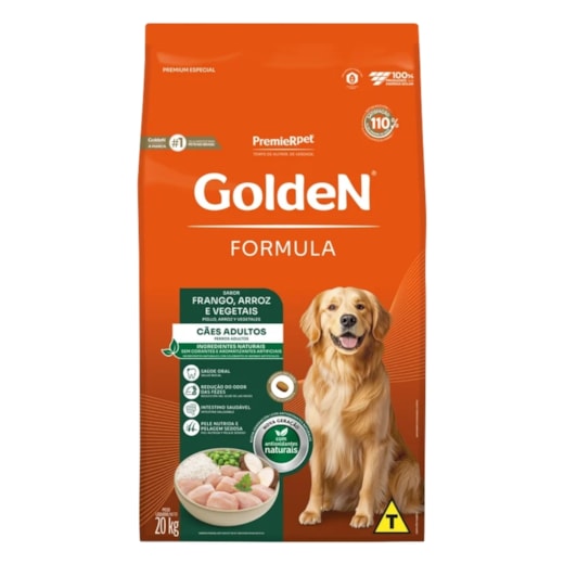 Ração Cães Golden Adulto Frango e Arroz 20kg