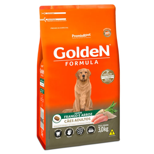 Ração Cães Golden Adulto Frango e Arroz 3kg