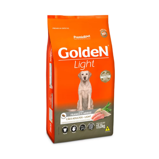 Ração Cães Golden Adulto Frango e Arroz Light 15kg