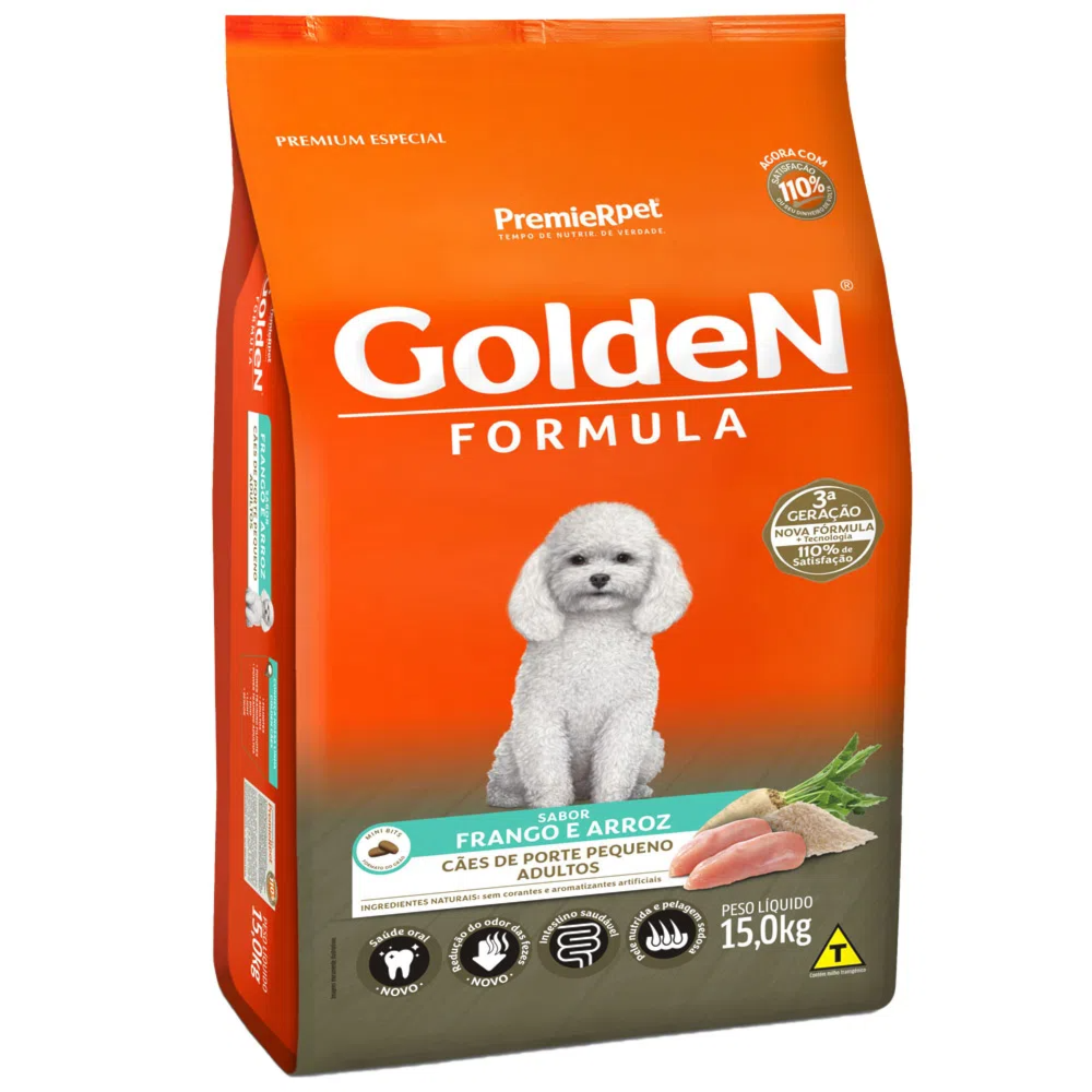 Ração Cães Golden Adulto Frango e Arroz Mini Bits 15kg - Avipec