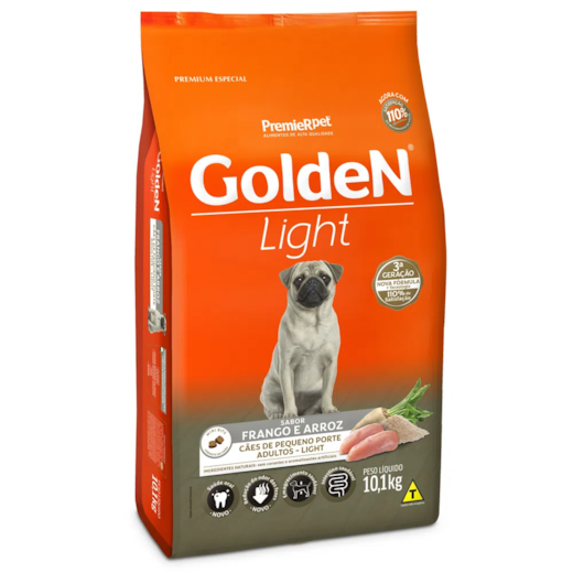 Ração Cães Golden Adulto Frango e Arroz Mini Bits Light 10kg