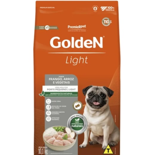 Ração Cães Golden Adulto Frango e Arroz Mini Bits Light 10kg