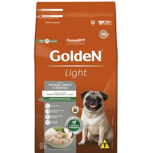 Ração Cães Golden Adulto Frango e Arroz Mini Bits Light 1kg