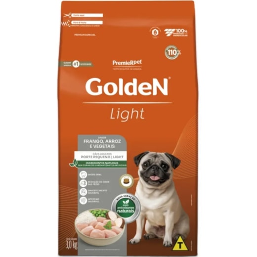 Ração Cães Golden Adulto Frango e Arroz Mini Bits Light 3kg