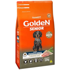 Ração Cães Golden Adulto Frango e Arroz Mini Bits Sênior 3kg