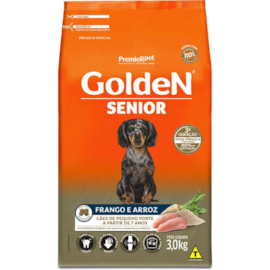 Ração Cães Golden Adulto Frango e Arroz Mini Bits Sênior 3kg