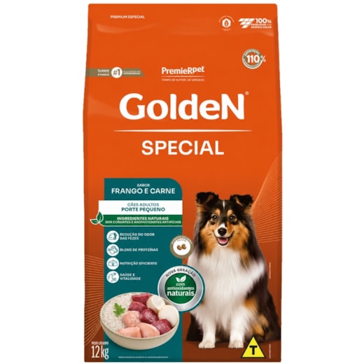 Ração Cães Golden Adulto Frango e Carne Special Mini Bits 12kg