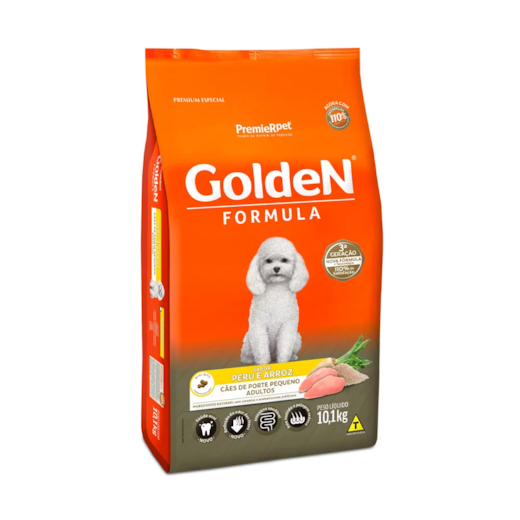 Ração Cães Golden Adulto Mini Bits Peru e Arroz 10,1kg