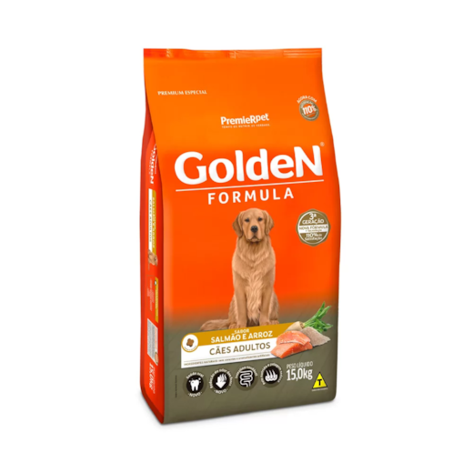 Ração Cães Golden Adulto Salmão e Arroz 15kg