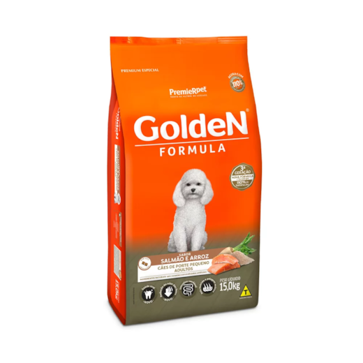 Ração Cães Golden Adulto Salmão e Arroz Mini Bits 15kg