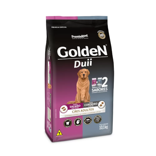 Ração Cães Golden Adulto Salmão e Cordeiro Duii 10,1kg
