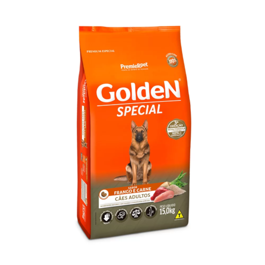 Ração Cães Golden Adulto Special Frango e Carne 15kg