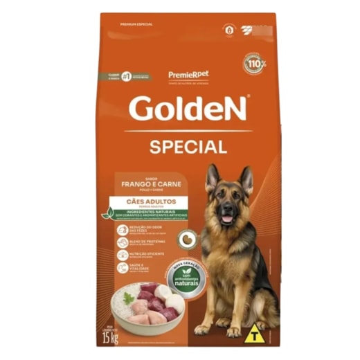 Ração Cães Golden Adulto Special Frango e Carne 15kg