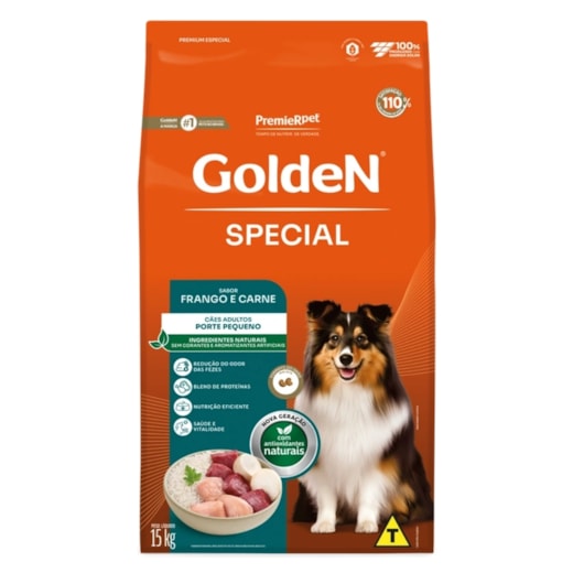 Ração Cães Golden Adulto Special Mini Bits Frango e Carne 15kg