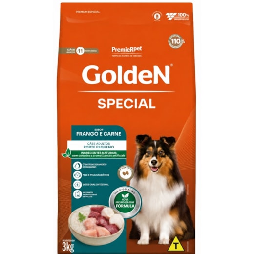 Ração Cães Golden Adulto Special Mini Bits Frango e Carne 3kg
