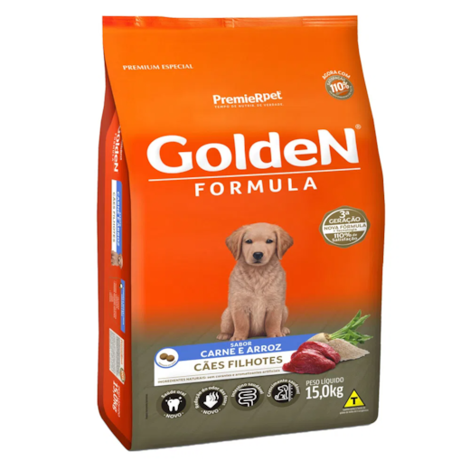Ração Cães Golden Filhotes Carne e Arroz 15kg