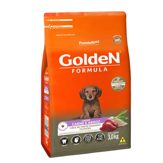 Ração Cães Golden Filhotes Carne e Arroz  Mini Bits 3kg