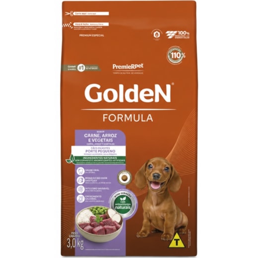 Ração Cães Golden Filhotes Carne e Arroz  Mini Bits 3kg
