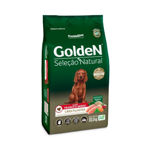 Ração Cães Golden Filhotes Frango e Arroz Seleção Natural 10,1kg