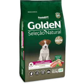 Ração Cães Golden Filhotes Frango e Arroz Seleção Natural Mini Bits 10kg