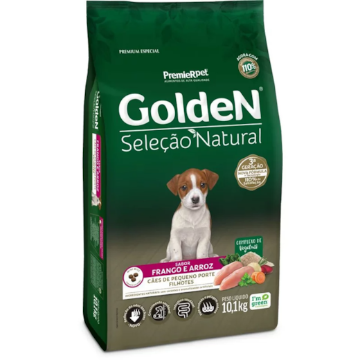 Ração Cães Golden Filhotes Frango e Arroz Seleção Natural Mini Bits 10kg